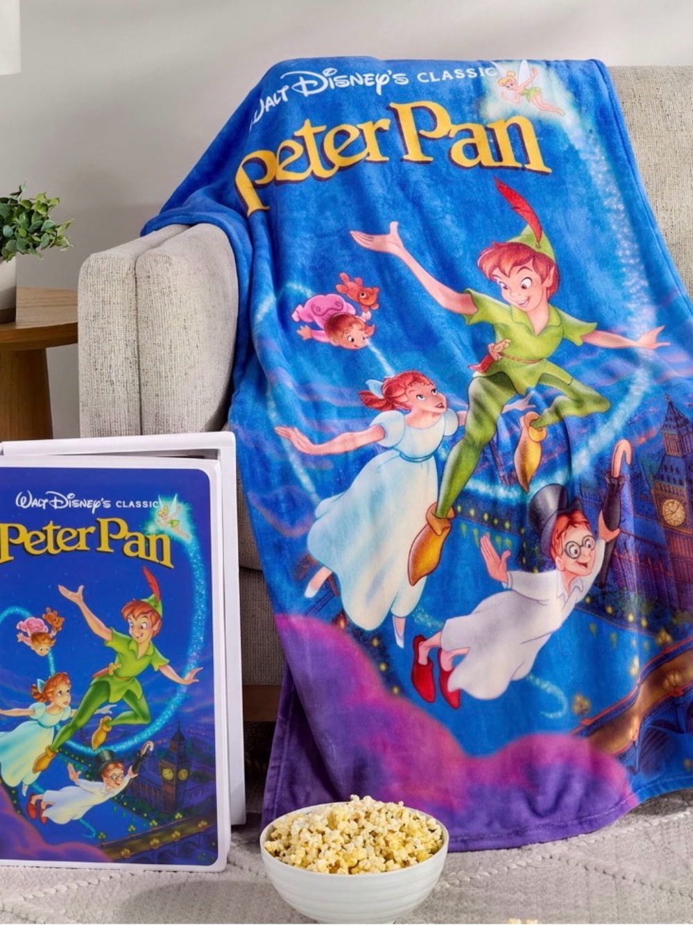 Disney Peter Pan Blue and Purple Fleece Kids Blanket- NWT unsealed